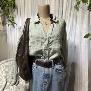 Tahari Green Button Down Shirt